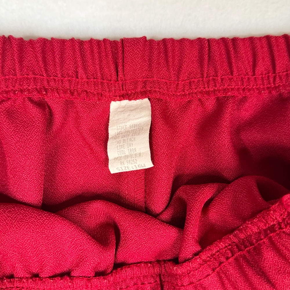 Vintage Red Elastic Waist Midi Pencil Skirt Size 16W Made in USA 55866L - Picture 2 of 7